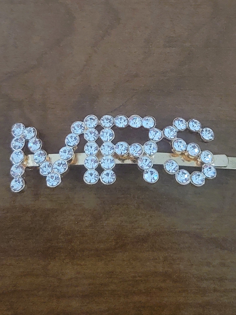 Francesca's Collections Gold 'MRS' Rhinestone Hair Pin - Clear Crystals
